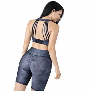 JESFER Women’s Activewear Set Sports Bra & Biker Shorts Size S NWT(A226)&